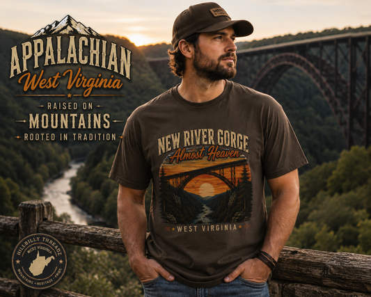 New River Gorge Almost Heaven Tee – Vintage West Virginia Shirt