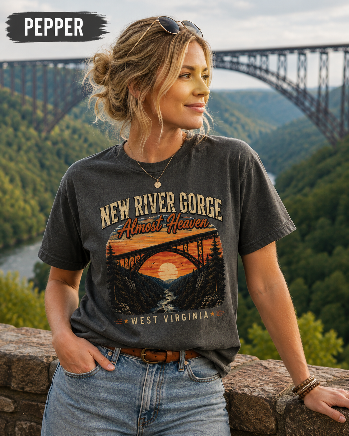 New River Gorge Almost Heaven Tee – Vintage West Virginia Shirt