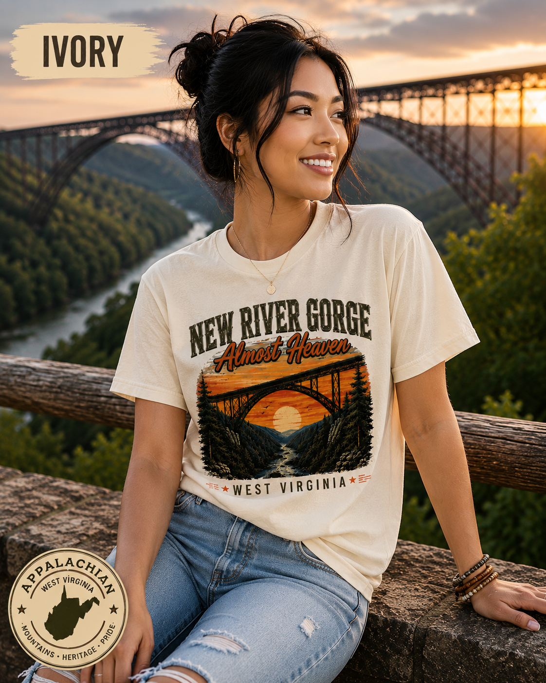 New River Gorge Almost Heaven Tee – Vintage West Virginia Shirt