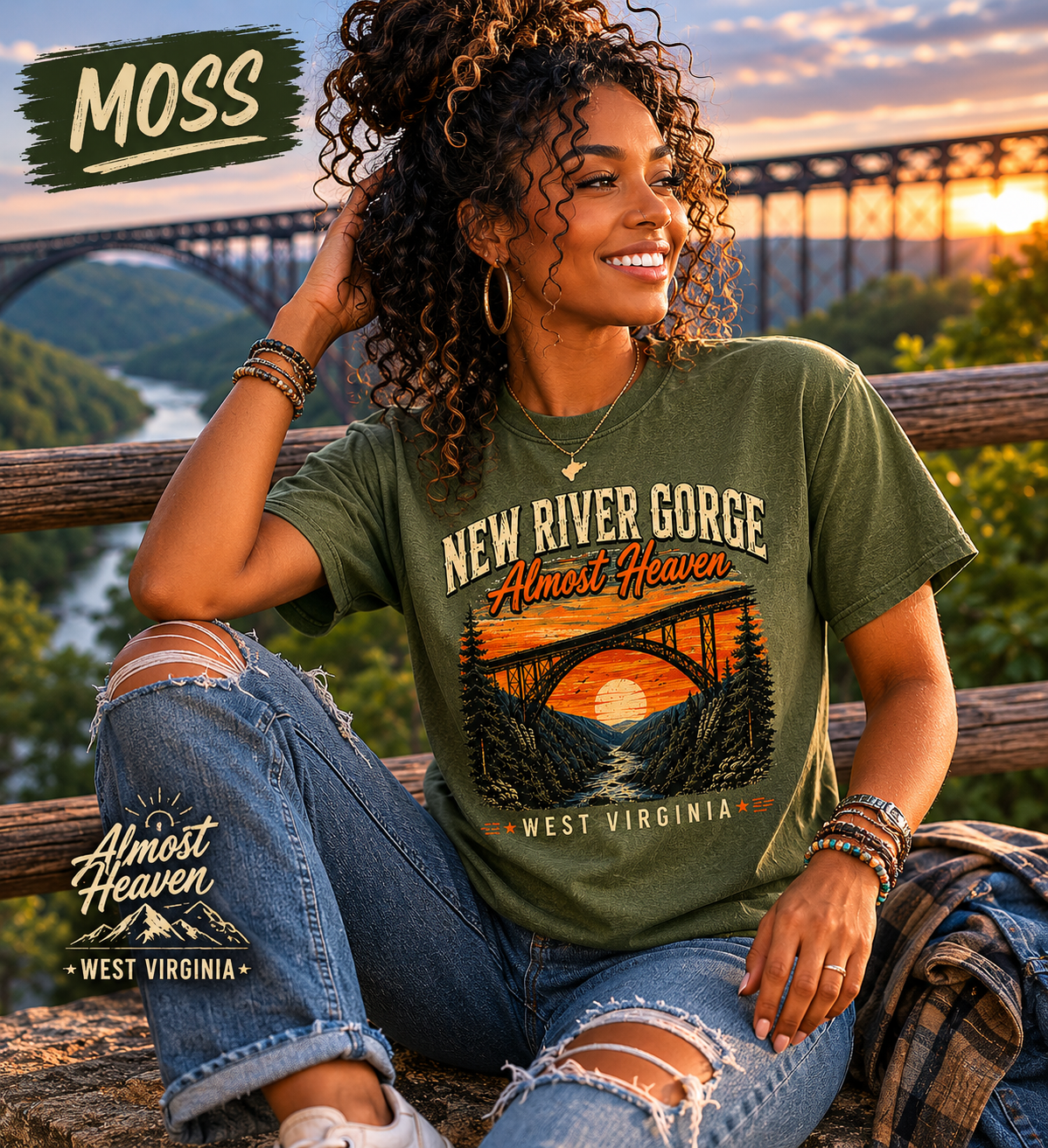New River Gorge Almost Heaven Tee – Vintage West Virginia Shirt