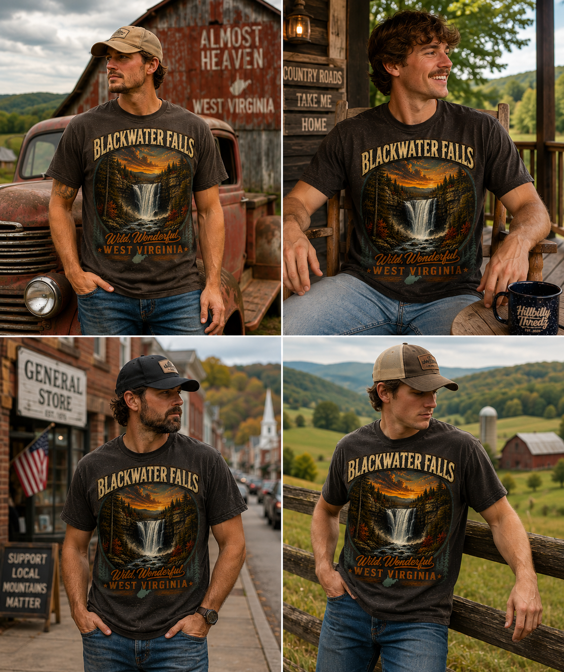 Blackwater Falls West Virginia Tee – Appalachian Mountain Waterfall Shirt