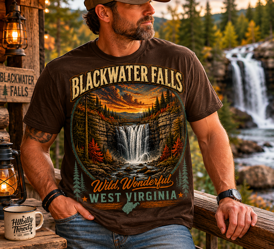 Blackwater Falls West Virginia Tee – Appalachian Mountain Waterfall Shirt