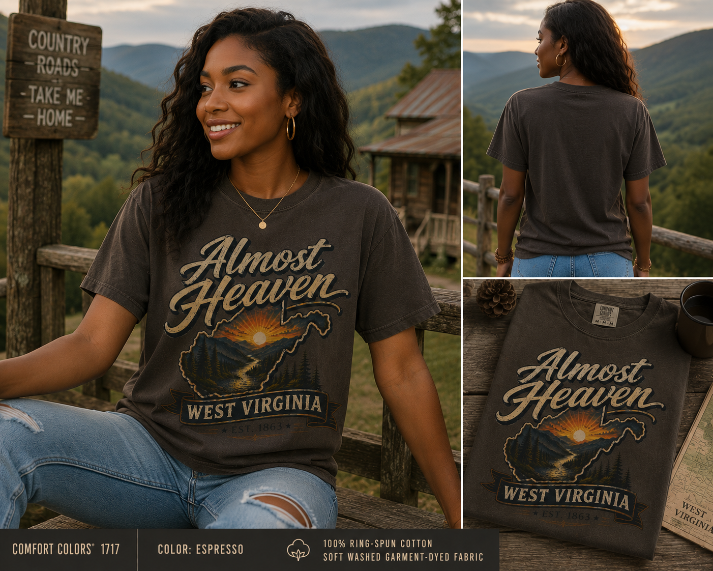 Almost Heaven West Virginia Comfort Colors Tee