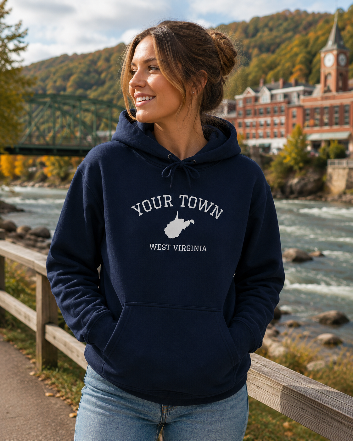 West Virginia Personalized Town Hoodie — Custom "Your Town" State Outline Sweatshirt