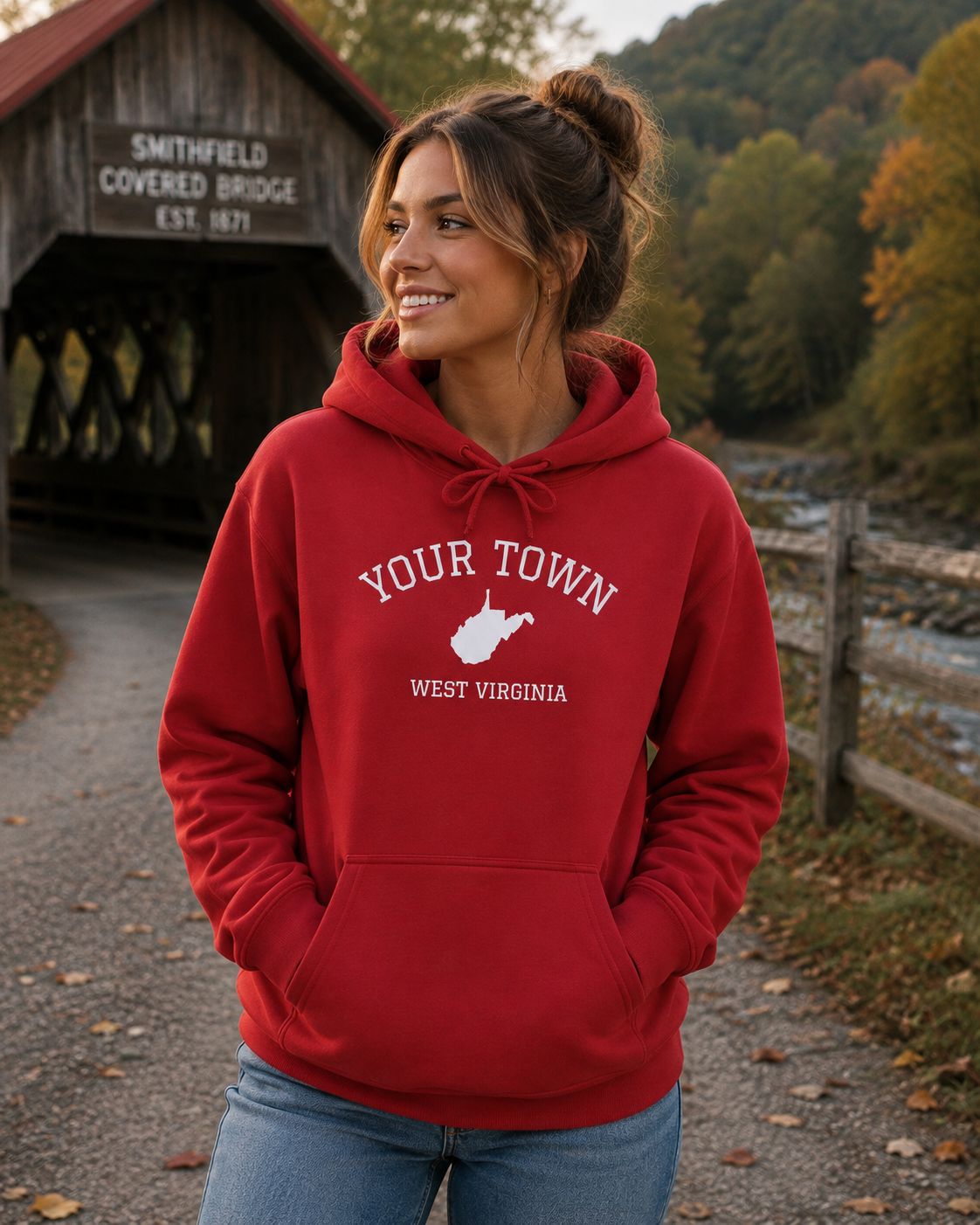 West Virginia Personalized Town Hoodie — Custom "Your Town" State Outline Sweatshirt